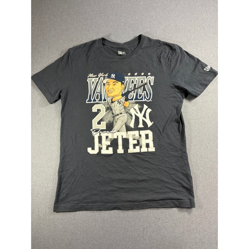 New Era Mens New York Yankees Derek Jeter Caricature Graphic T-Shirt Black M